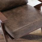 Ebello Joichiro 29.5" Wide Solid Wood Frame Upholstered Mid Century Modern Retro Armchair Accent Chair - Dark brown-Colour: Brown