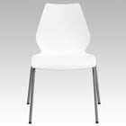 Flash Furniture HERCULES Series Stack Chair with Lumbar Support & Silver Frame - White-Curved Back supports lower back