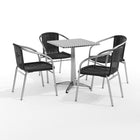 Flash Furniture 23.5'' Square Aluminum Indoor-Outdoor Table with 4 Black Rattan Chairs (TLH-ALUM-24SQ-020BKCHR4-GG)-Aluminum, Plastic, Rattan, Stainless Steel