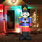 HOMCOM 8' Lit Inflatable Nutcracker Soldier with Scepter Christmas Yard Decoration-LED lights for some different shining experience 