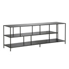 Hudson&Canal Winthrop TV Stand with Metal Shelves for TV's up to 75" - Blackened Bronze-Features 2 shelves for ample storage