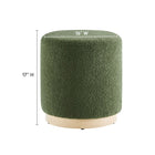Modway Tilden 16" Round Sherpa Upholstered Ottoman - Moss Green/Natural-Dense Foam Padding
