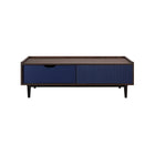 Manhattan Comfort Duane 47.24" Mid-Century Modern Coffee Table - Dark Brown and Navy Blue-Mid-Century Modern Coffee Table for Living Room Use