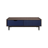 Manhattan Comfort Duane 47.24" Mid-Century Modern Coffee Table - Dark Brown and Navy Blue-Mid-Century Modern Coffee Table for Living Room Use