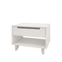 Nexera Barista Nightstand with 1-Drawer And Folding Door - White-1 open shelf for decorative pieces