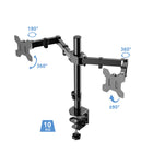 Rocelco 46" Adjustable Sit/Stand Corner Desk Riser with Dual Monitor Mount - Black -DM2 supports 2 monitors weighing up to 17.6 pounds