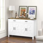 HOMCOM 47.2" L Sideboard Buffet Cabinet - White-Roomy storage space with two drawers and two cabinets for holding kitchen items