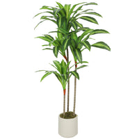 HOMCOM 4' Artificial Dracaena Tree - Green-Stands 4' tall with 60 realistic leaves for a lush appearance 