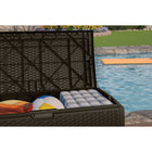 Suncast Resin Wicker Deck Box - 73 Gal. - Java-Interior Size: 44.25 in. W x 20.25 in. D x 20.25 in. H.