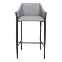 Zuo Andover Barstool - Slate Grey-Cozy polyester linen fabric