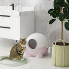 PawHut Large Enclosed Cat Litter Box with Lid - Pink-Scoop attached to the side for a more cleanly design 
