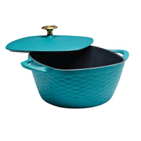 Tramontina Prisma 7 Qt Enameled Cast Iron Square Dutch Oven with Lid - Matte Teal with Gold Knob-The Prisma 7 Qt Enameled Cast Iron Covered Square Dutch Oven is ideal for slow cooking, steaming, and baking