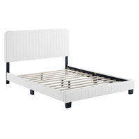Modway Celine Channel Tufted Performance Velvet King Platform Bed - White-King Platform Bed