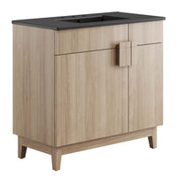 Modway Miles 36" Bathroom Vanity - Black/Oak-Particleboard & Melamine Laminate