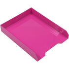 JAM Paper Stackable Paper Organizer Trays - Pink - 2 Pack-Front-Load Desk Top Letter Tray | Colour: Fuchsia Pink