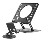 Uncaged Ergonomics RISE Swivel Adjustable Laptop & Phone Stand Riser Bundle - Black-Swivel Laptop and Phone Stands both rotate 360 degrees.