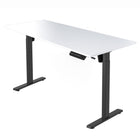Ezywork 60" Electric Height Adjustable Standing Desk - Black Frame / White Table Top-Whole piece table top 1" thick