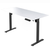 Ezywork 60" Electric Height Adjustable Standing Desk - Black Frame / White Table Top-Whole piece table top 1" thick