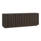 Hudson&Canal Molly Rectangular Fluted TV Stand for TV's up to 75" - Brown Oak-A modern contemporary design accommodates TVs up to 75" for your entertaining space