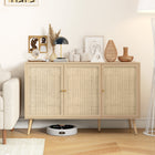 HOMCOM 47.2" L Sideboard Buffet Cabinet - Natural Wood-Wide tabletop provides extra displaying space