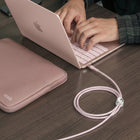 LOGiiX Vibrance Neo Sleeve Bundle with USB-C to USB-C Cable - Blush-Braided USB PD cable with anti-stress connectors, rated for up to 60W output