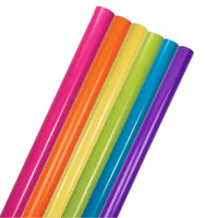 JAM Paper Solid Color Wrapping Paper - 25 Sq Ft Each - Assorted Bright Glossy Colours - 6 Rolls/Pack-Assorted Wrapping Paper - Red, Orange, Lime, Blue, Pink & Purple