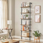 Boutique Home Rustic 6-Tier Wall-Mounted Bookshelf-Max. Static Load Capacity of Each Shelf: 15 kg