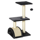 PawHut 28" Cat Tree Climbing Tower with Sisal Scratching Post - Grey-Multi-level cat tree, allowing pets to climb and keep active 