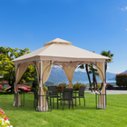 Outsunny 10 ft W x 10 ft L Patio Gazebo - Outdoor Garden Canopy for Events Party-Powder coated steel construction resist chipping, peeling, rust and corrosion