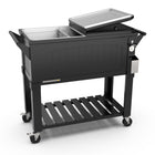Permasteel 80 qt Furniture Style Patio Cooler with Divider - Black-Bottom shelf for additional storage 