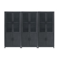 Manhattan Comfort Jodie 31" Mid-Century Modern Bookcase - Charcoal Grey - Set of 3-Mid-Century Modern Bookcase for Home Office, Living Room, and Extra Storage Use. Set of 3