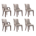 Manhattan Comfort Shubert Modern Faux Leather and Velvet Upholstered Dining Chair Set - Light Grey - Set of 6-Modern Dining Chair Set of 6 for Dining Room and Conference Use