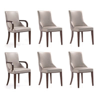 Manhattan Comfort Shubert Modern Faux Leather and Velvet Upholstered Dining Chair Set - Light Grey - Set of 6-Modern Dining Chair Set of 6 for Dining Room and Conference Use