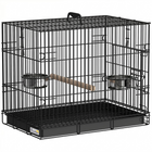 PawHut Portable Bird Cage with Slide-Out Tray - 49 cm - Black-Designed for travel with a robust top handle for easy carrying anywhere
