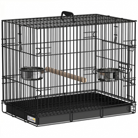 PawHut Portable Bird Cage with Slide-Out Tray - 49 cm - Black-Designed for travel with a robust top handle for easy carrying anywhere
