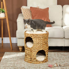 PawHut 2-Storey Cat Condo Barrel with Cushions - Light Brown-Come with cushions for comfort 