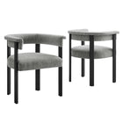Modway Imogen Fabric Upholstered Barrel Dining Chairs - Heathered Weave Grey/Black - 2 Pack-Dining Chair Set