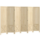 HOMCOM 6 Panel Freestanding Room Divider with Pegboard Display for Home Office - Natural Wood-Six-panel design creates personal space or divides large rooms with ease 
