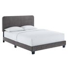 Modway Celine Channel Tufted Performance Velvet Full Platform Bed - Grey-Channel Tufted Headboard