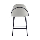 Manhattan Comfort Gracie 22" Modern Leatherette Upholstered Counter Stool - Stone and Black-Minimal Assembly Required. Hardware Included