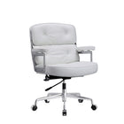 Plata Import Elegant Office Chair Faux leather Adjustable Chair with Polished aluminum frame - White-Faux leather and polished aluminum frame in White