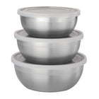 Tramontina Stainless Steel Bowl Shape Container Set with Frosted Lids - 6 Piece Set-Ideal for preparing and storing food in the refrigerator, freezer, cupboard, or pantry