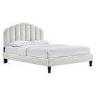 Modway Daisy Performance Velvet Queen Platform Bed - Light Grey-Vintage Modern Queen Bed