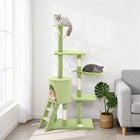 PawHut 53" Large Activity Centre Cat Tree Tower with Condo - Green-Plush-covered cat house offers a soft, cozy space for rest and naps 
