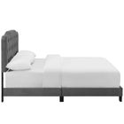 Modway Amelia Performance Velvet Full Bed - Grey-Box Spring Required (Not Included)