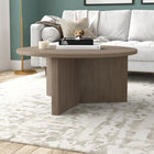 Hudson&Canal Anders 36"W Round Coffee Table - Antiqued Grey Oak-Clean with a soft, dry cloth and no harsh chemicals or abrasive cleaning materials