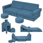 Qaba Modular Kids Play Couch Building Fort 12-Piece Set - Blue-12-piece set allows building cars, castles, rockets, and more 