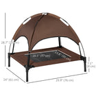 PawHut Elevated Cooling Pet Bed with Canopy for Medium Dogs - Coffee-Fabric is made of high density, breathable polyester to keep heat away 
