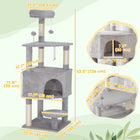 PawHut 54" Cat Tree with Large Cozy Condo and Plush Top Perch - Light Grey-Reinforced with a wide base and anti-tip strap for wobble-free safety 