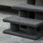PawHut 3-Step Carpeted Pet Stairs - Dark Grey-Material: Particle Board, Berber Fleece 